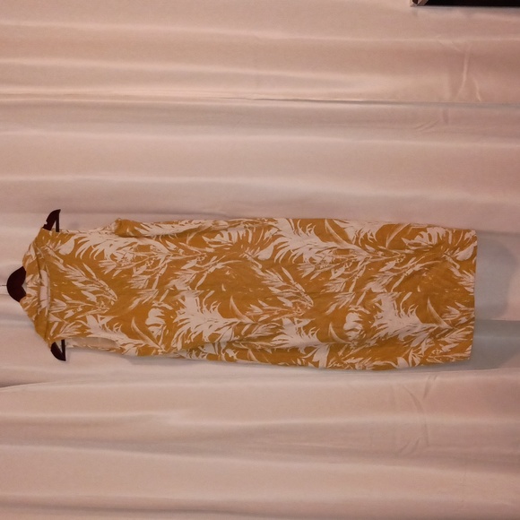 Cynthia Rowley tropical mustard dress with white flowers. Large. Linen&v… - Picture 4 of 6